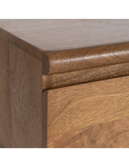 Meuble TV design japandi minimaliste lignes épurées 4 tiroirs 180 cm Bois de manguier Naturel Senvara 