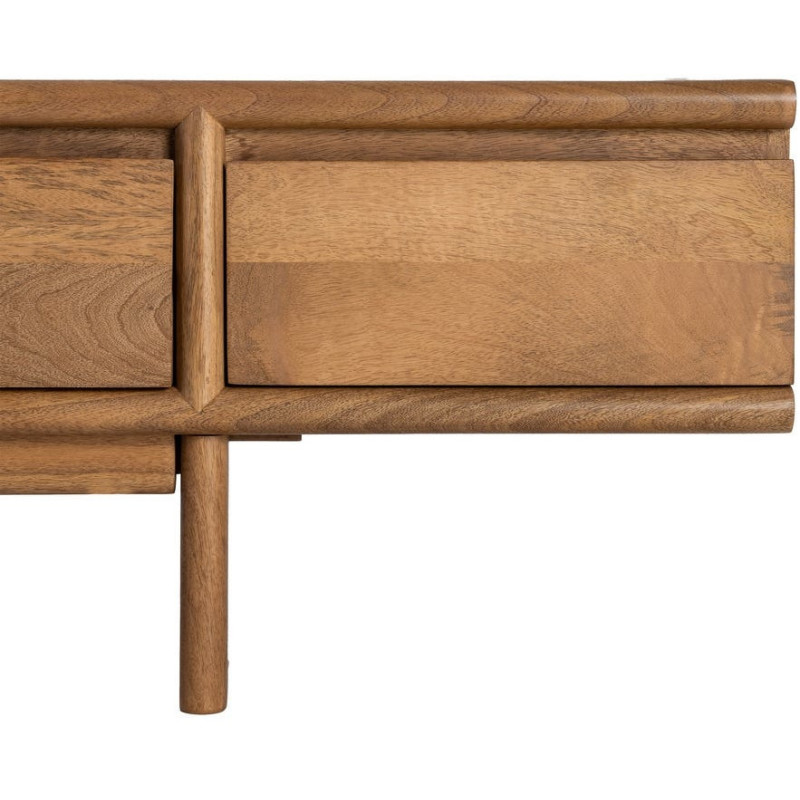 Meuble TV design japandi minimaliste lignes épurées 4 tiroirs 180 cm Bois de manguier Naturel Senvara 