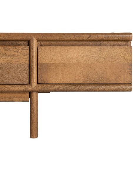 Meuble TV design japandi minimaliste lignes épurées 4 tiroirs 180 cm Bois de manguier Naturel Senvara 