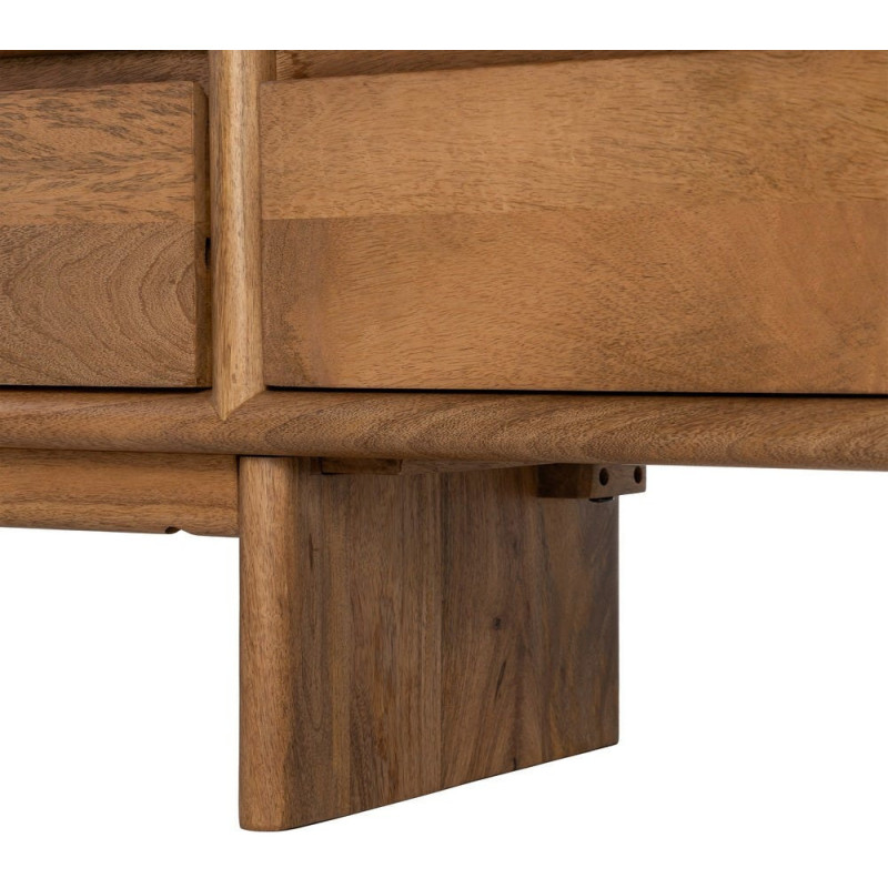 Meuble TV design japandi minimaliste lignes épurées 4 tiroirs 180 cm Bois de manguier Naturel Senvara 
