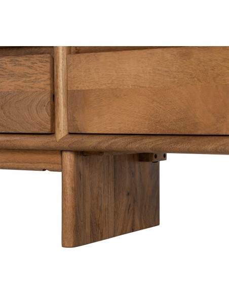 Meuble TV design japandi minimaliste lignes épurées 4 tiroirs 180 cm Bois de manguier Naturel Senvara 