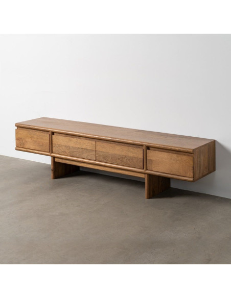Meuble TV design japandi minimaliste lignes épurées 4 tiroirs 180 cm Bois de manguier Naturel Senvara 