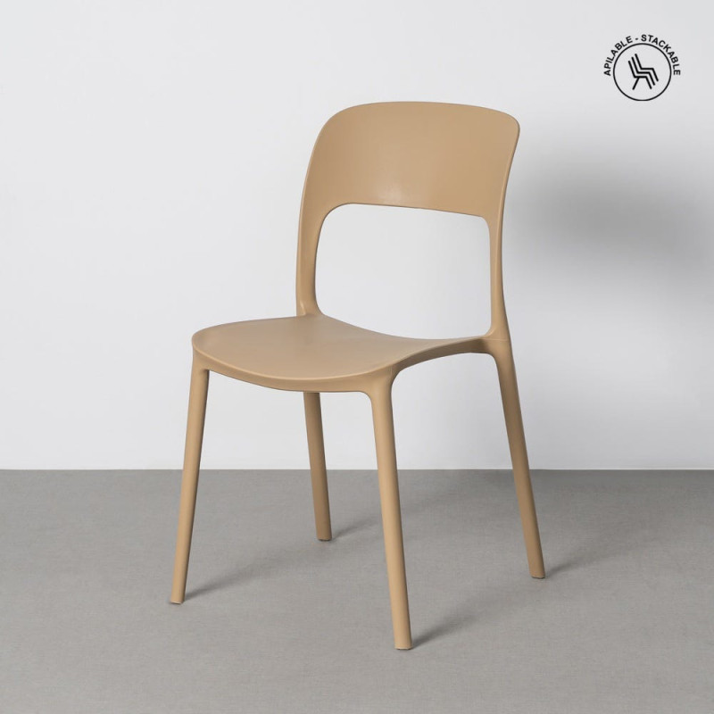 Lot de 4 Chaises de jardin design Polypropylène Beige Montelia 