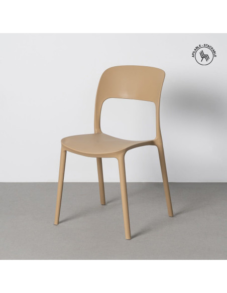 Lot de 4 Chaises de jardin design Polypropylène Beige Montelia 