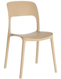 Lot de 4 chaises de jardin beige sable empilables en polypropylène 58 x 41 x 82 cm Montelia