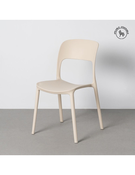 Lot de 4 Chaises de jardin design Polypropylène Blanc crème Montelia 