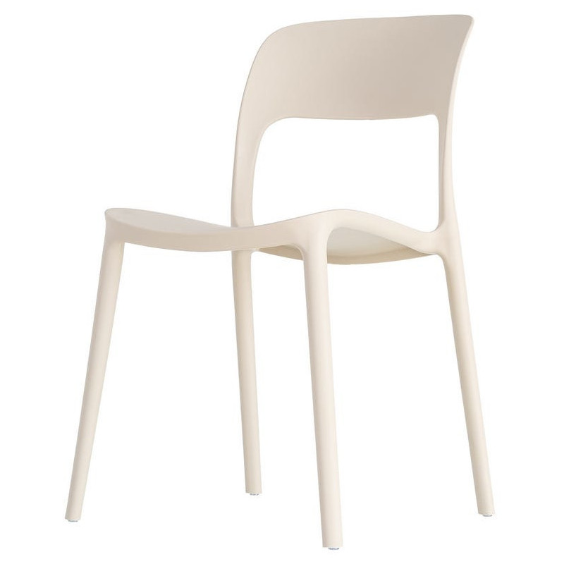 Lot de 4 Chaises de jardin design Polypropylène Blanc crème Montelia 