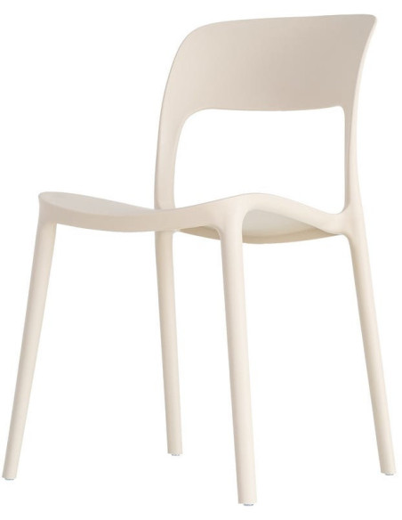 Lot de 4 Chaises de jardin design Polypropylène Blanc crème Montelia 