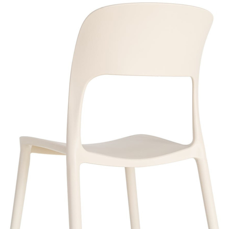 Lot de 4 Chaises de jardin design Polypropylène Blanc crème Montelia 