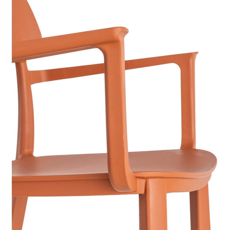 Lot de 4 Chaises de jardin design avec accoudoirs Polypropylène Rouge brique Bahiana 