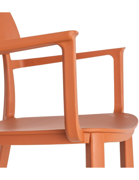 Lot de 4 Chaises de jardin design avec accoudoirs Polypropylène Rouge brique Bahiana 