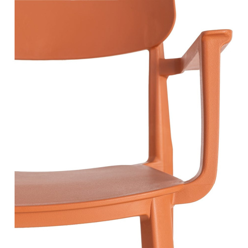 Lot de 4 Chaises de jardin design avec accoudoirs Polypropylène Rouge brique Bahiana 