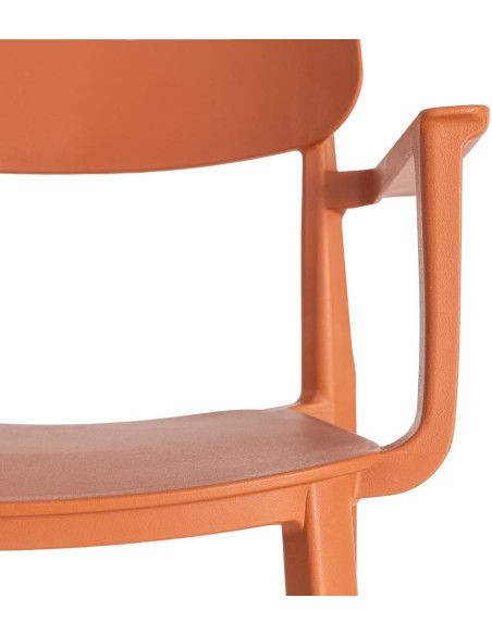 Lot de 4 Chaises de jardin design avec accoudoirs Polypropylène Rouge brique Bahiana 