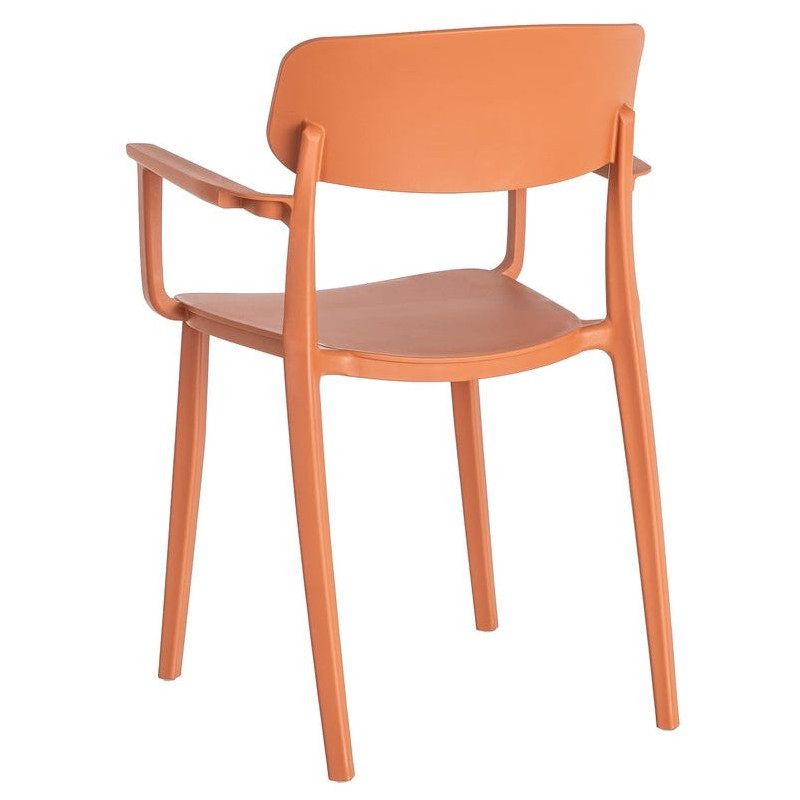 Lot de 4 Chaises de jardin design avec accoudoirs Polypropylène Rouge brique Bahiana 