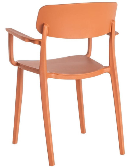 Lot de 4 Chaises de jardin design avec accoudoirs Polypropylène Rouge brique Bahiana 