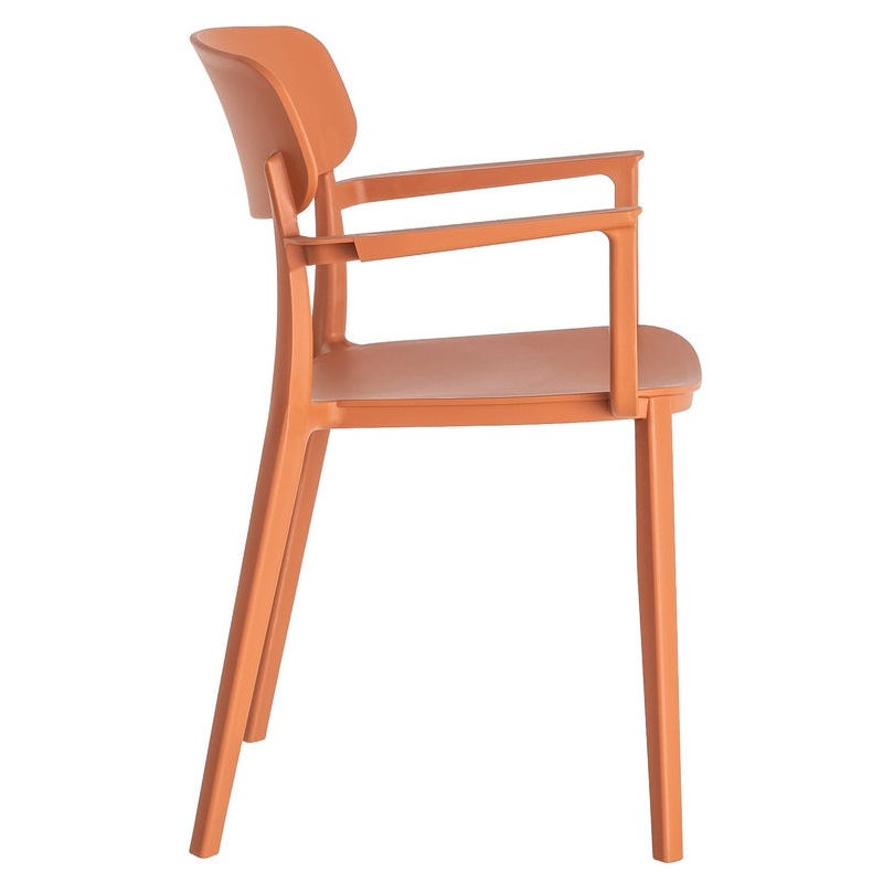 Lot de 4 Chaises de jardin design avec accoudoirs Polypropylène Rouge brique Bahiana 