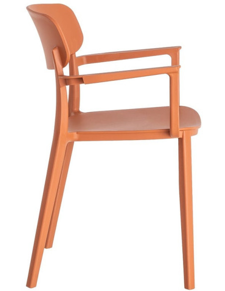 Lot de 4 Chaises de jardin design avec accoudoirs Polypropylène Rouge brique Bahiana 