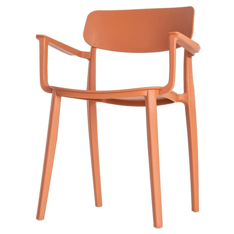 Lot de 4 Chaises de jardin design avec accoudoirs Polypropylène Rouge brique Bahiana 