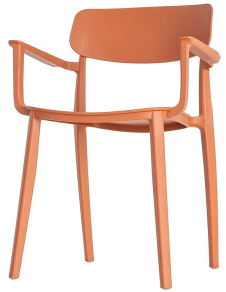 Lot de 4 Chaises de jardin design avec accoudoirs Polypropylène Rouge brique Bahiana 