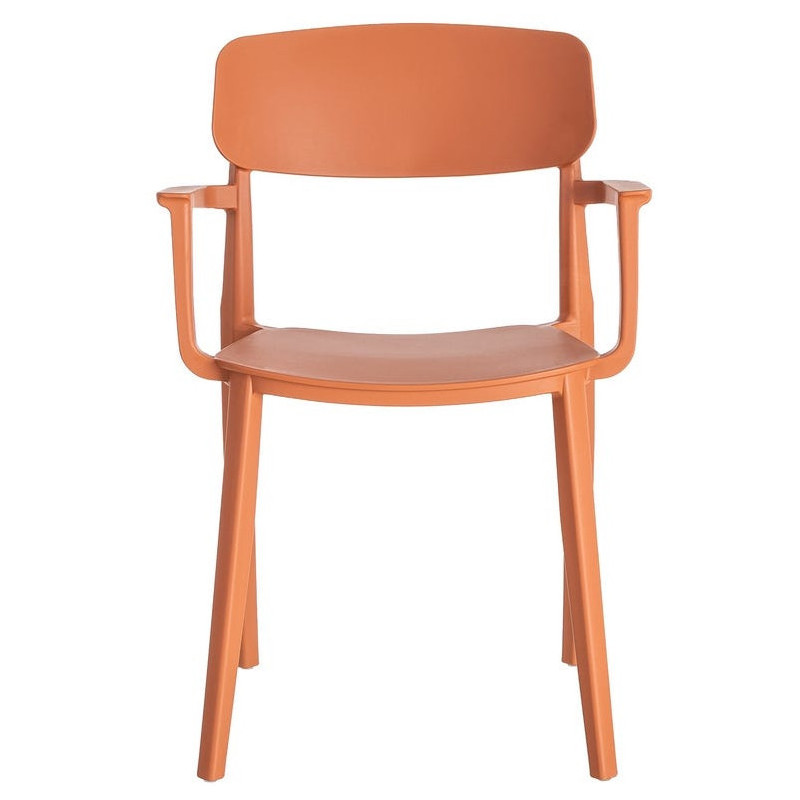 Lot de 4 Chaises de jardin design avec accoudoirs Polypropylène Rouge brique Bahiana 