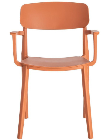 Lot de 4 Chaises de jardin design avec accoudoirs Polypropylène Rouge brique Bahiana 