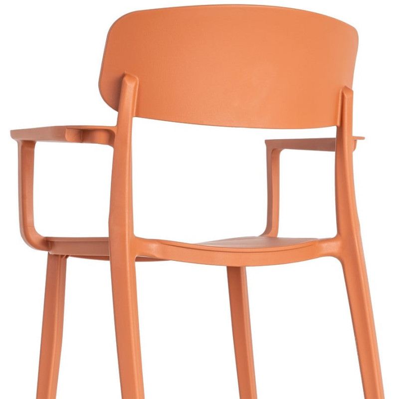 Lot de 4 Chaises de jardin design avec accoudoirs Polypropylène Rouge brique Bahiana 