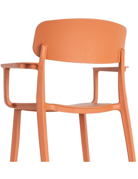 Lot de 4 Chaises de jardin design avec accoudoirs Polypropylène Rouge brique Bahiana 