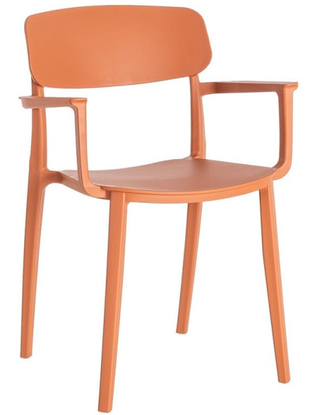 Lot de 4 Chaises de jardin design avec accoudoirs Polypropylène Rouge brique Bahiana