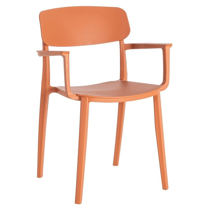 Lot de 4 Chaises de jardin design avec accoudoirs Polypropylène Rouge brique Bahiana