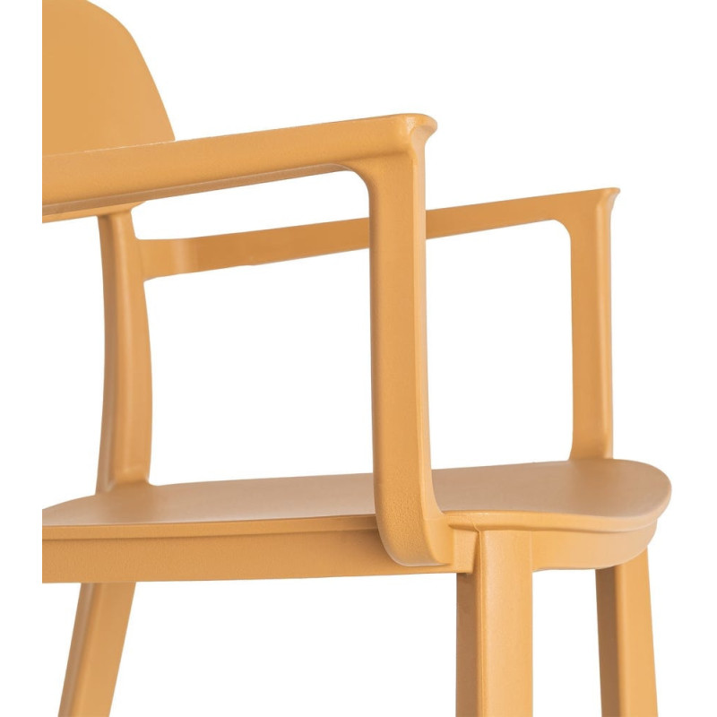 Lot de 4 Chaises de jardin design avec accoudoirs Polypropylène Jaune ocre Bahiana 