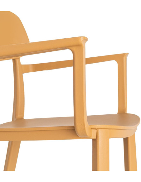 Lot de 4 Chaises de jardin design avec accoudoirs Polypropylène Jaune ocre Bahiana 