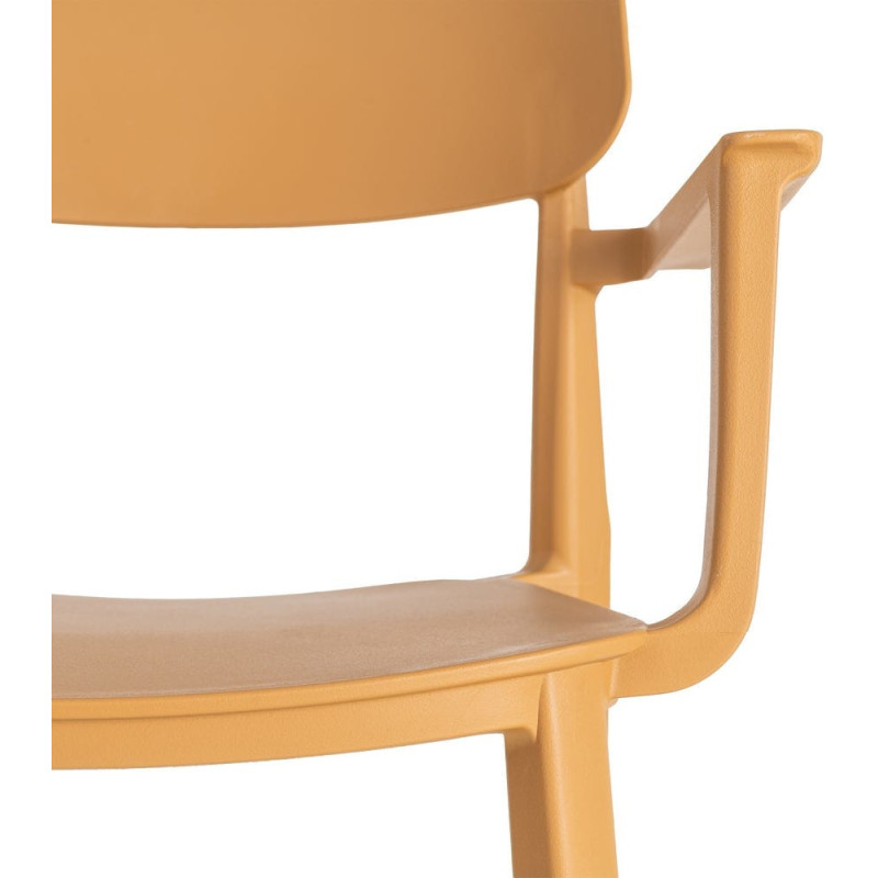 Lot de 4 Chaises de jardin design avec accoudoirs Polypropylène Jaune ocre Bahiana 