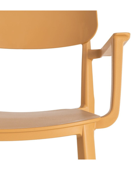Lot de 4 Chaises de jardin design avec accoudoirs Polypropylène Jaune ocre Bahiana 