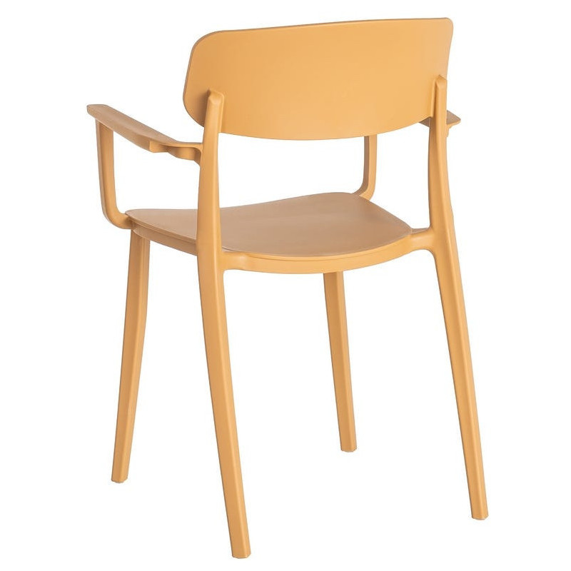 Lot de 4 Chaises de jardin design avec accoudoirs Polypropylène Jaune ocre Bahiana 