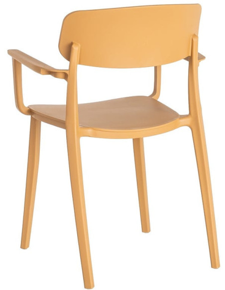 Lot de 4 Chaises de jardin design avec accoudoirs Polypropylène Jaune ocre Bahiana 