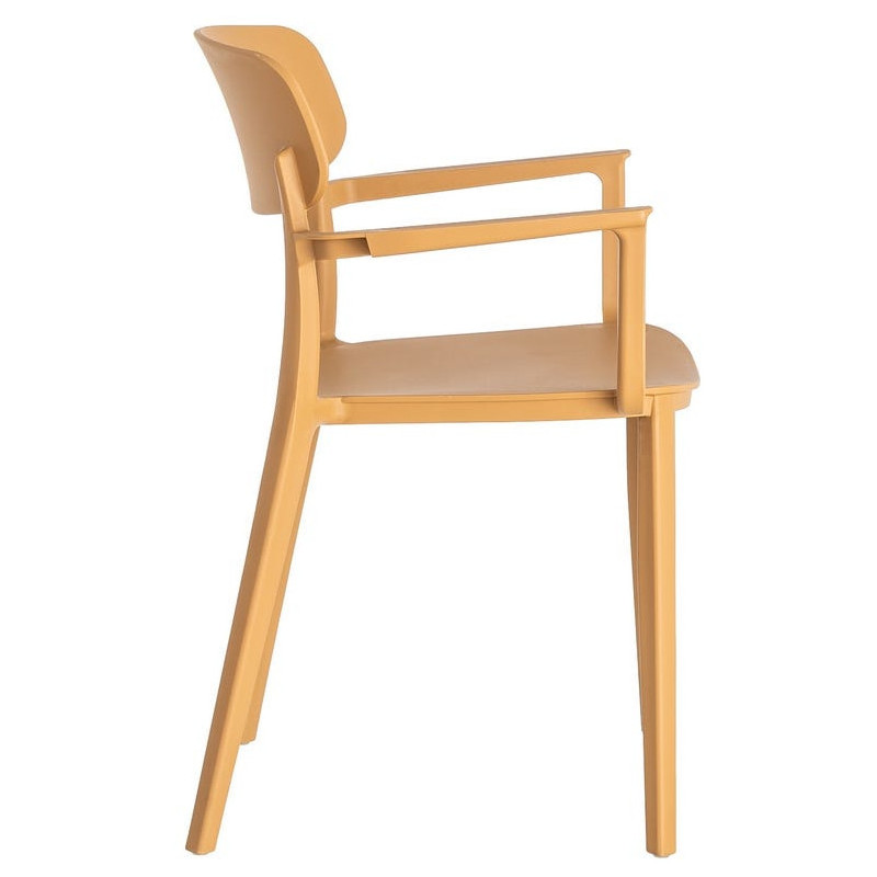 Lot de 4 Chaises de jardin design avec accoudoirs Polypropylène Jaune ocre Bahiana 