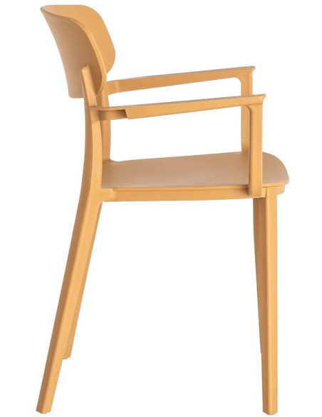 Lot de 4 Chaises de jardin design avec accoudoirs Polypropylène Jaune ocre Bahiana 
