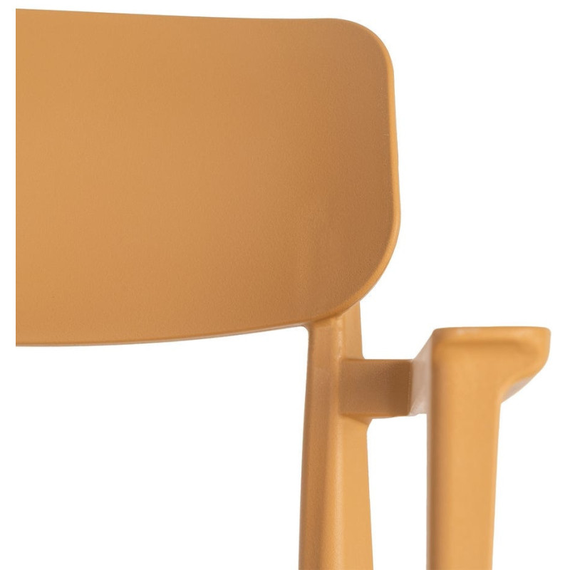 Lot de 4 Chaises de jardin design avec accoudoirs Polypropylène Jaune ocre Bahiana 