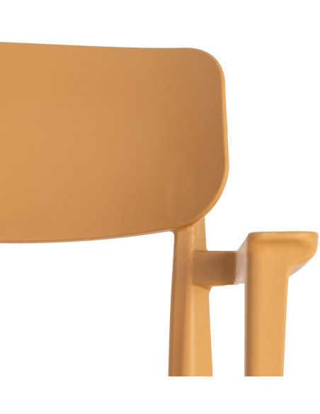 Lot de 4 Chaises de jardin design avec accoudoirs Polypropylène Jaune ocre Bahiana 