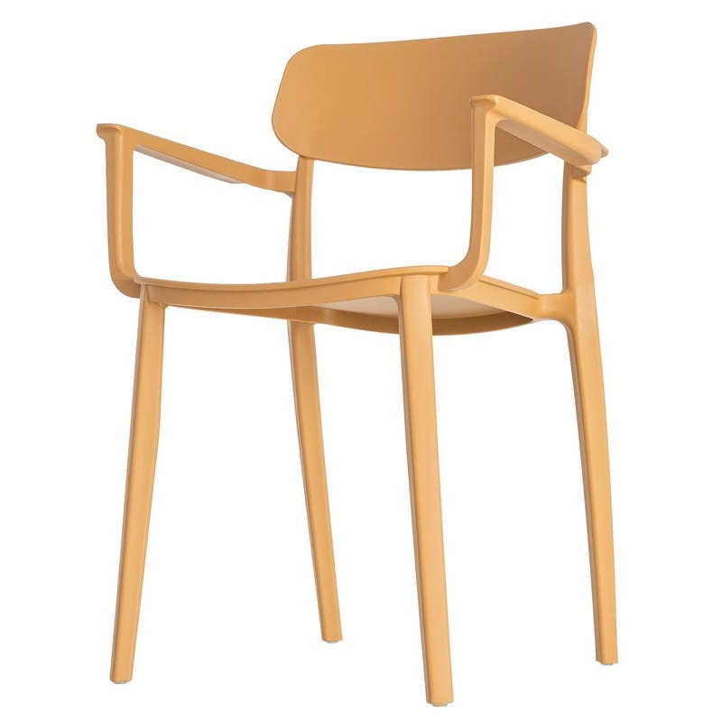 Lot de 4 Chaises de jardin design avec accoudoirs Polypropylène Jaune ocre Bahiana 
