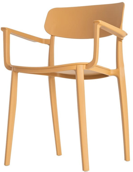 Lot de 4 Chaises de jardin design avec accoudoirs Polypropylène Jaune ocre Bahiana 