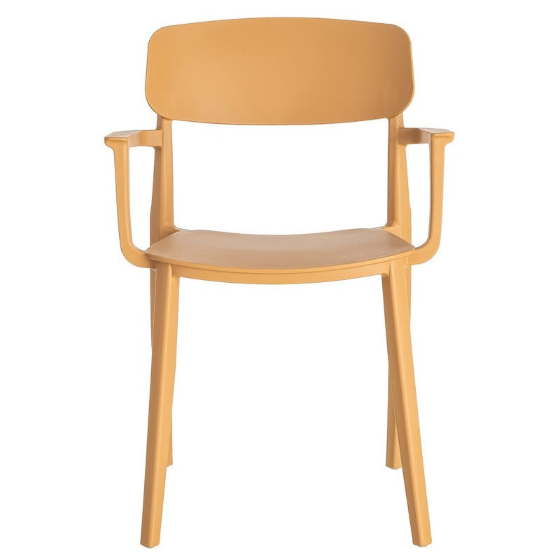 Lot de 4 Chaises de jardin design avec accoudoirs Polypropylène Jaune ocre Bahiana 