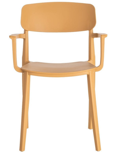 Lot de 4 Chaises de jardin design avec accoudoirs Polypropylène Jaune ocre Bahiana 
