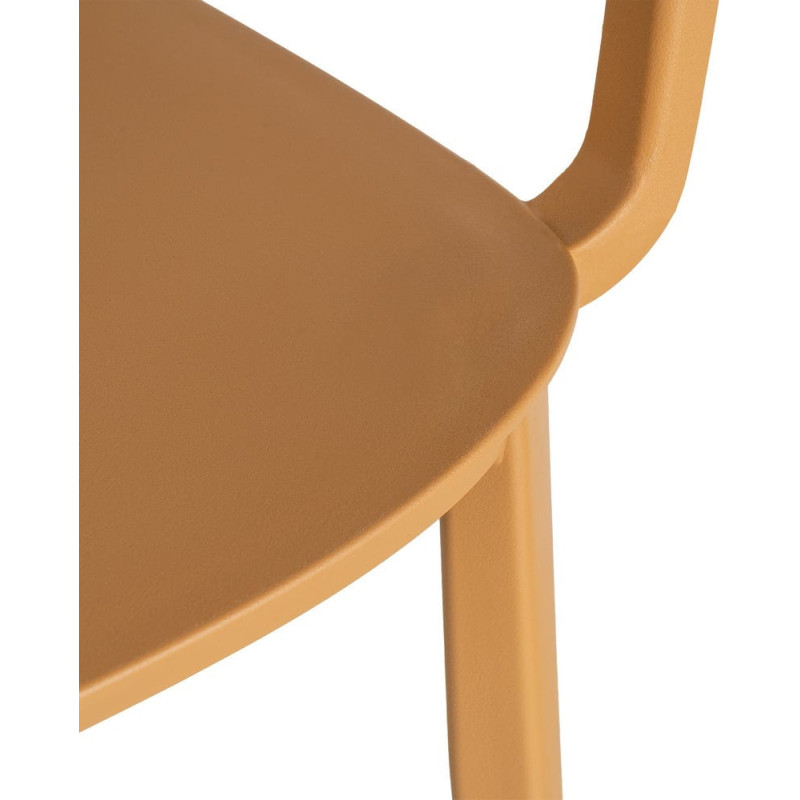 Lot de 4 Chaises de jardin design avec accoudoirs Polypropylène Jaune ocre Bahiana 