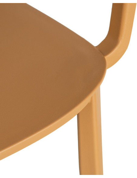 Lot de 4 Chaises de jardin design avec accoudoirs Polypropylène Jaune ocre Bahiana 