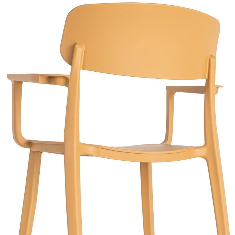 Lot de 4 Chaises de jardin design avec accoudoirs Polypropylène Jaune ocre Bahiana 