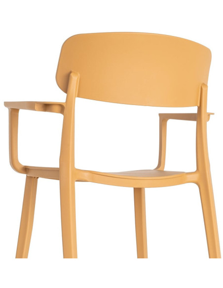 Lot de 4 Chaises de jardin design avec accoudoirs Polypropylène Jaune ocre Bahiana 