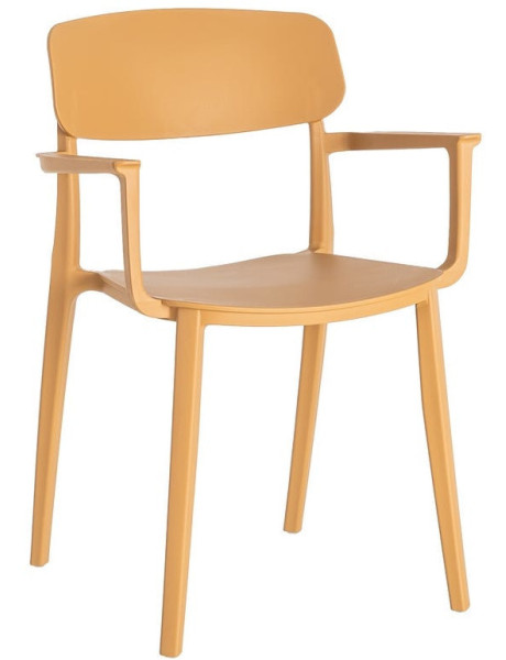Lot de 4 Chaises de jardin design avec accoudoirs Polypropylène Jaune ocre Bahiana