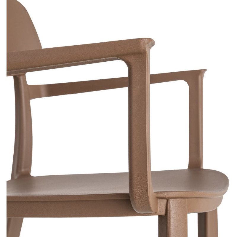 Lot de 4 Chaises de jardin design avec accoudoirs Polypropylène Marron chocolat Bahiana 