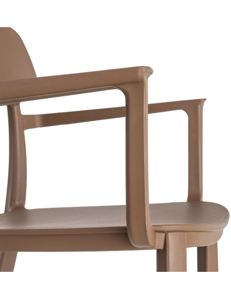 Lot de 4 Chaises de jardin design avec accoudoirs Polypropylène Marron chocolat Bahiana 